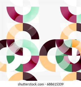 Colorful rings on grey background, modern geometric pattern design. Vector business or technology presentation design template, brochure or flyer pattern, or geometric web banner
