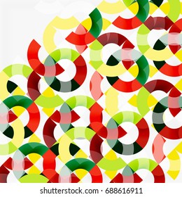 Colorful rings on grey background, modern geometric pattern design. Vector business or technology presentation design template, brochure or flyer pattern, or geometric web banner