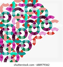 Colorful rings on grey background, modern geometric pattern design. Vector business or technology presentation design template, brochure or flyer pattern, or geometric web banner