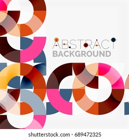 Colorful rings on grey background, modern geometric pattern design. Vector business or technology presentation design template, brochure or flyer pattern, or geometric web banner