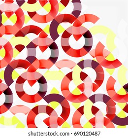 Colorful rings on grey background, modern geometric pattern design. Vector business or technology presentation design template, brochure or flyer pattern, or geometric web banner