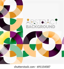 Anillos coloridos sobre fondo gris, diseño geométrico moderno. Plantilla de diseño de presentación de vocabulario o tecnología, patrón de folleto o volante, o banner web geométrico