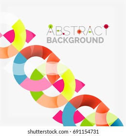 Colorful rings on grey background, modern geometric pattern design. Vector business or technology presentation design template, brochure or flyer pattern, or geometric web banner