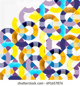 Colorful rings on grey background, modern geometric pattern design. Vector business or technology presentation design template, brochure or flyer pattern, or geometric web banner
