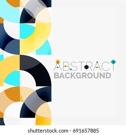 Colorful rings on grey background, modern geometric pattern design. Vector business or technology presentation design template, brochure or flyer pattern, or geometric web banner