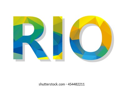 Colorful Rio de Janeiro, Brazil, sign or symbol  with brazilian flag colors, vector illustration