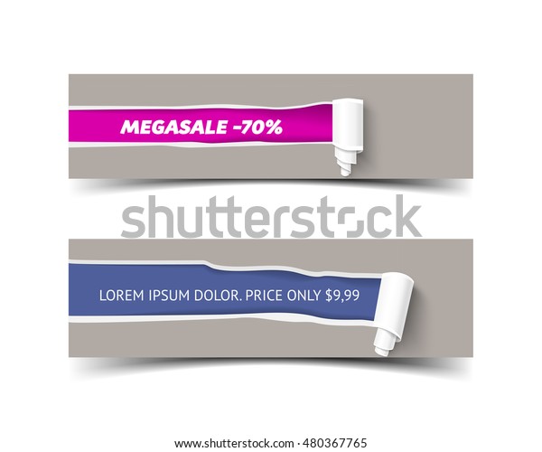  Colorful ripped pieces of paper with shadow\
isolated on white background. Holes in paper with torn sides. Torn\
paper template for sale promo and advertising. Vector banner with\
torn paper roll.