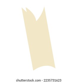 Colorful ripped scotch, sticky beige tape, torn paper piece isolated on white background. Pattern of adhesive tape cartoon vector illustration