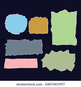 Colorful Ripped, Torn Rough Edge Papers Simple Effect