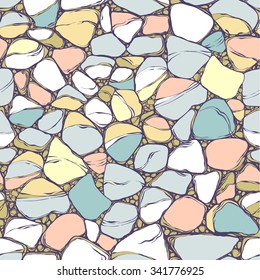 Colorful river stones - vector seamless pattern