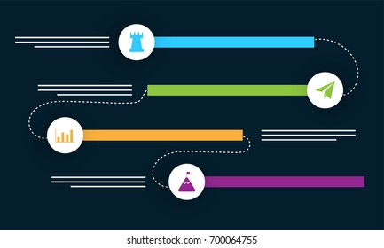 Colorful roadmap timeline Infographics layout with 4 steps.