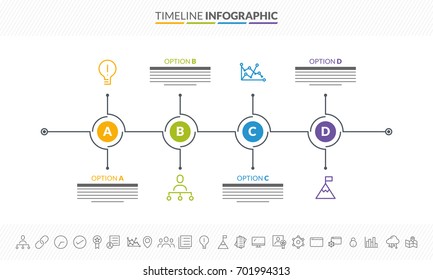 Colorful roadmap timeline Infographics layout with 4 steps and icons set.