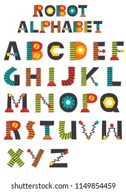 colorful robot alphabet
