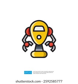 A colorful robot with claw-like arms, designed for interaction or assistance, possibly representing technology or automation. Artificial Intelligence Icon