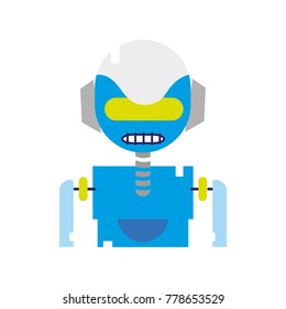 colorful robot face with technology robotic chest vector illustration