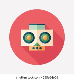 Colorful robot flat round icon with long shadows. Set 25