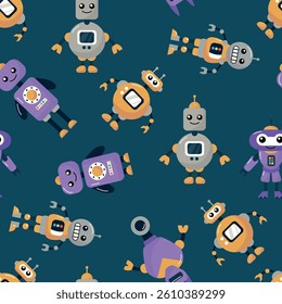Colorful Robot Pattern Design. Designs for fabric, textiles, wallpaper, packaging