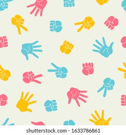 Colorful Rock Paper Scissors Hand Game Vector Background Pattern