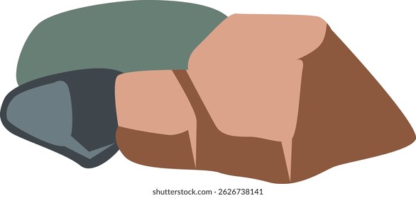 Colorful rock pile with different stone shapes, perfect for nature themes, outdoor elements, or cartoon geology illustrations.