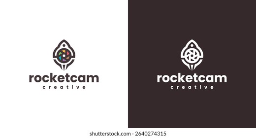 colorful rocket camera logo vector