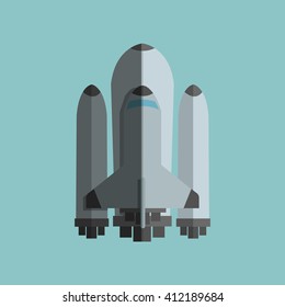 Colorful rocket design over white background