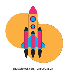Colorful rocket icon 3drender, eps file 