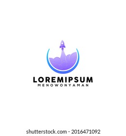 colorful rocket illustration logo template