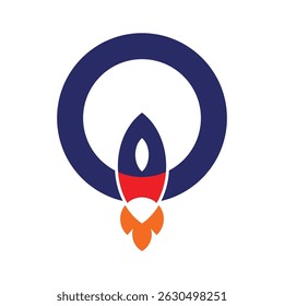 Colorful Rocket Launch Logo Inside Circular Frame