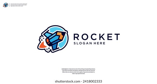 Colorful rocket and pencil logo design inspiration