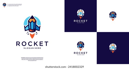 Colorful rocket and pencil logo template