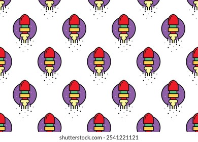 Colorful rocket seamless pattern background template. Space air craft seamless pattern background