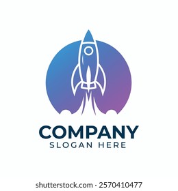 A colorful rocket ship logo featuring bright hues and imaginative design elements, ideal for various creative and technological themes.