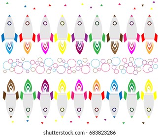 Colorful Rocket Ships Pattern - Illustration
Space Travel Vehicle, Sputnik, Pattern, Science, Fun, Geometric shape