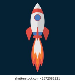 Colorful Rocket Soar into the space vector icon