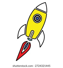 Ilustração colorida do lançamento da inicialização do foguete