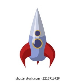 Colorful rocket toy for kids vector illustration. Cute plastic toy for children, nursery element isolated on white background. Childhood, entertainment concept