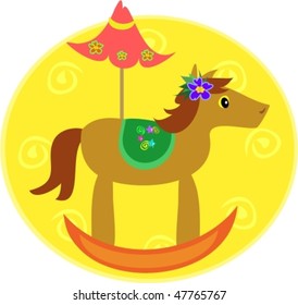 Colorful Rocking Horse Vector