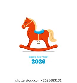 Colorful rocking horse wishing everyone a happy new year in 2026 setting a festive mood