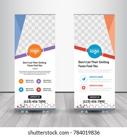 colorful roll up business brochure flyer banner design vertical template vector, cover presentation abstract geometric background, modern publication x-banner and flag-banner.