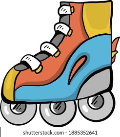 Patines de rodillos coloridos, ilustración,vector sobre fondo blanco