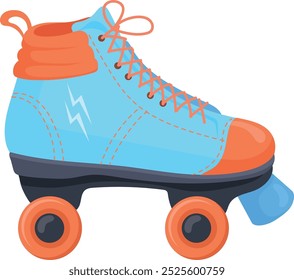 Colorful roller wheels cartoon icon. Retro skater footwear isolated on white background