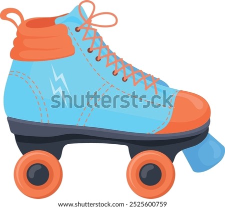 Colorful roller wheels cartoon icon. Retro skater footwear isolated on white background