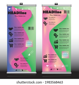 Colorful rollup banner design with dummy text 