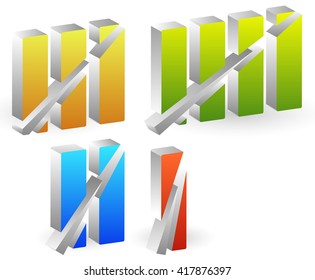 Colorful roman numbers, roman numerals with strike through lines.
