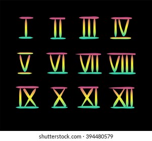 colorful roman numerals