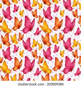 Colorful romantic butterflies decoration seamless pattern vector illustration