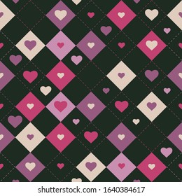 Colorful Romantic Dark Vector Background  Geometric Seamless Pattern