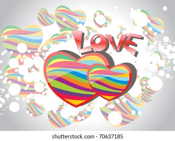 colorful romantic heart background , vector wallpaper