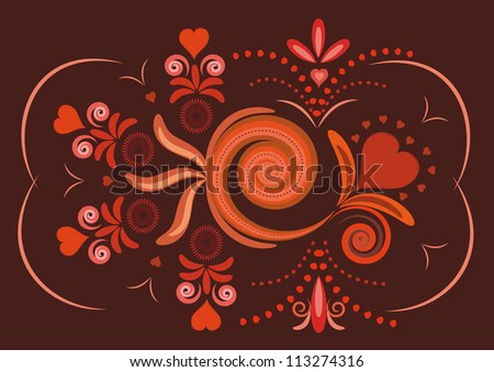colorful romantic pattern on broun background