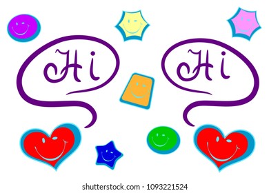 Colorful Romantic Pattern with Smiley Emoticons. Emoji Design for Print. Vector Illustration